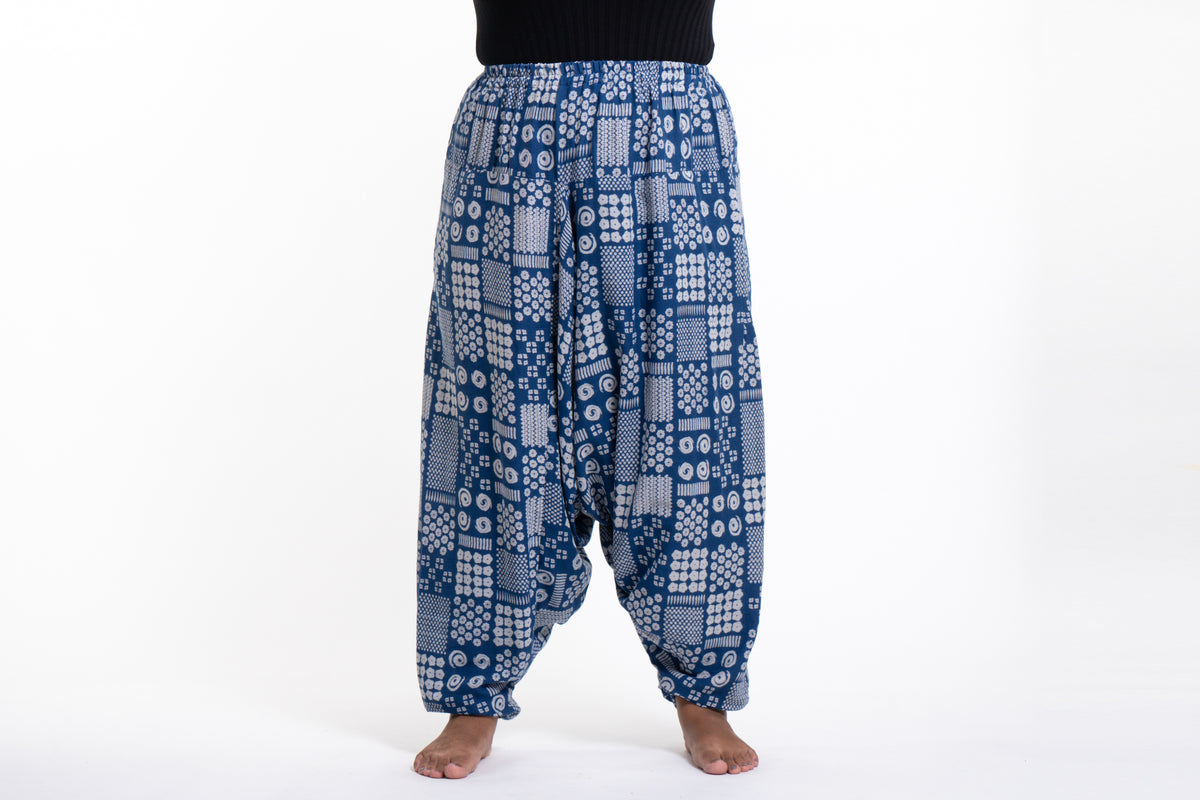 Plus Size Women Vintage Patchwork Spring 100%Cotton Harem Pants