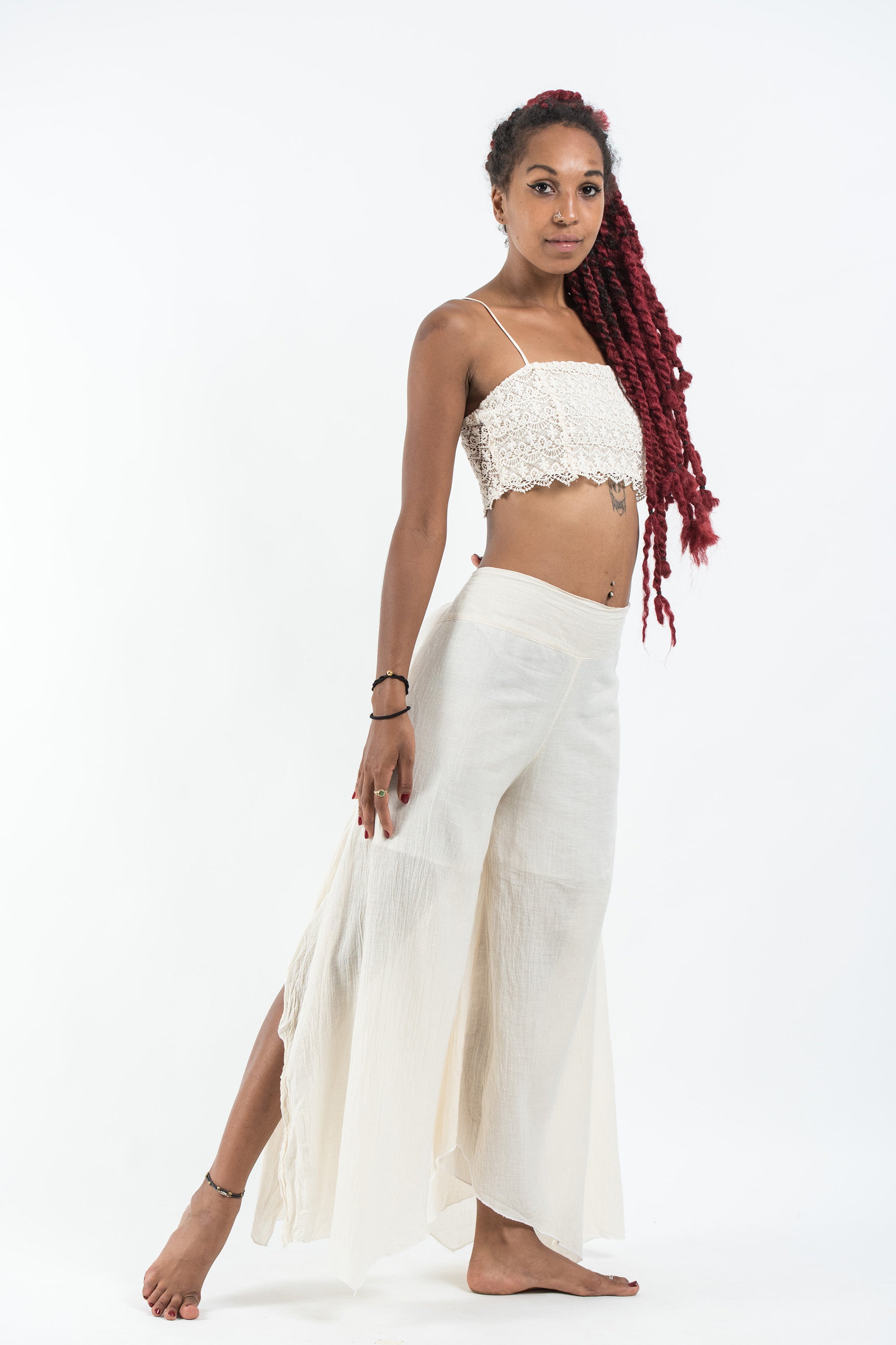 Women's Cotton Tinkerbell Palazzo Pants in Off White
