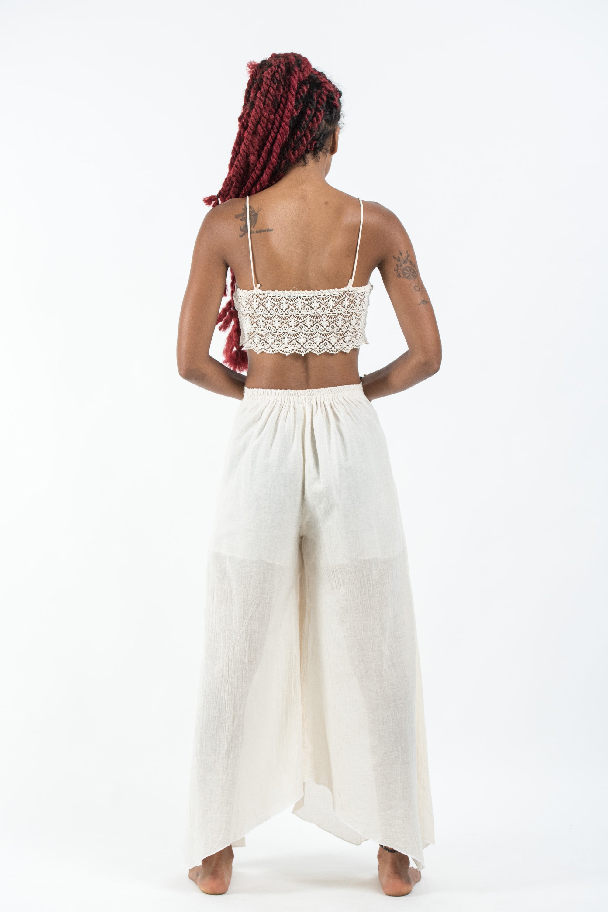 Women's Cotton Tinkerbell Palazzo Pants in Off White