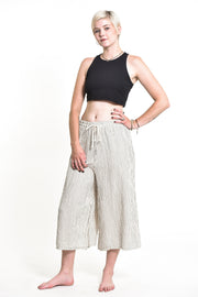 Women's Crinkled Cotton Cropped Pants in White