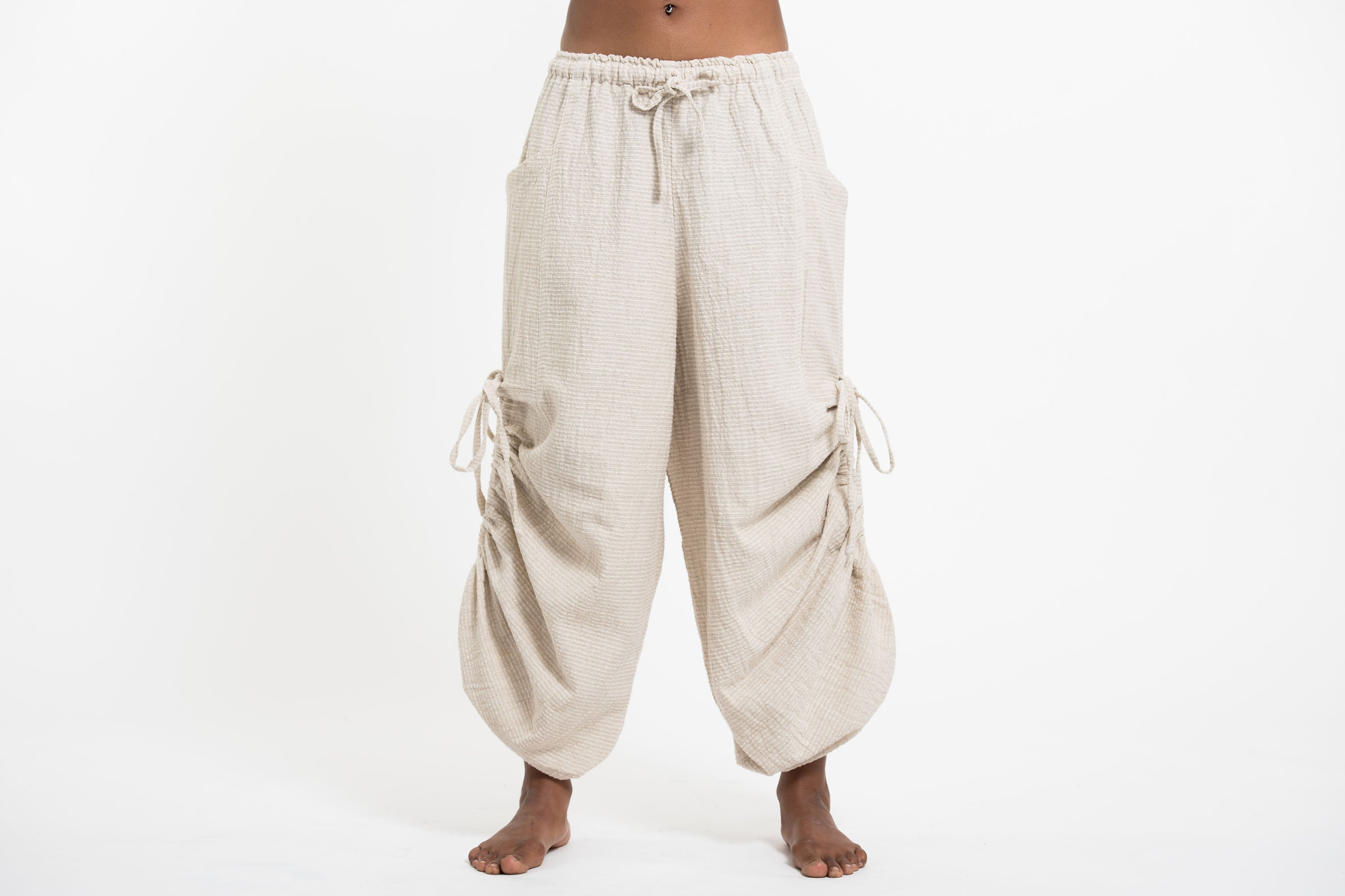 Women's Ribbed Hemp Cotton Linen Blend Pants in Natural