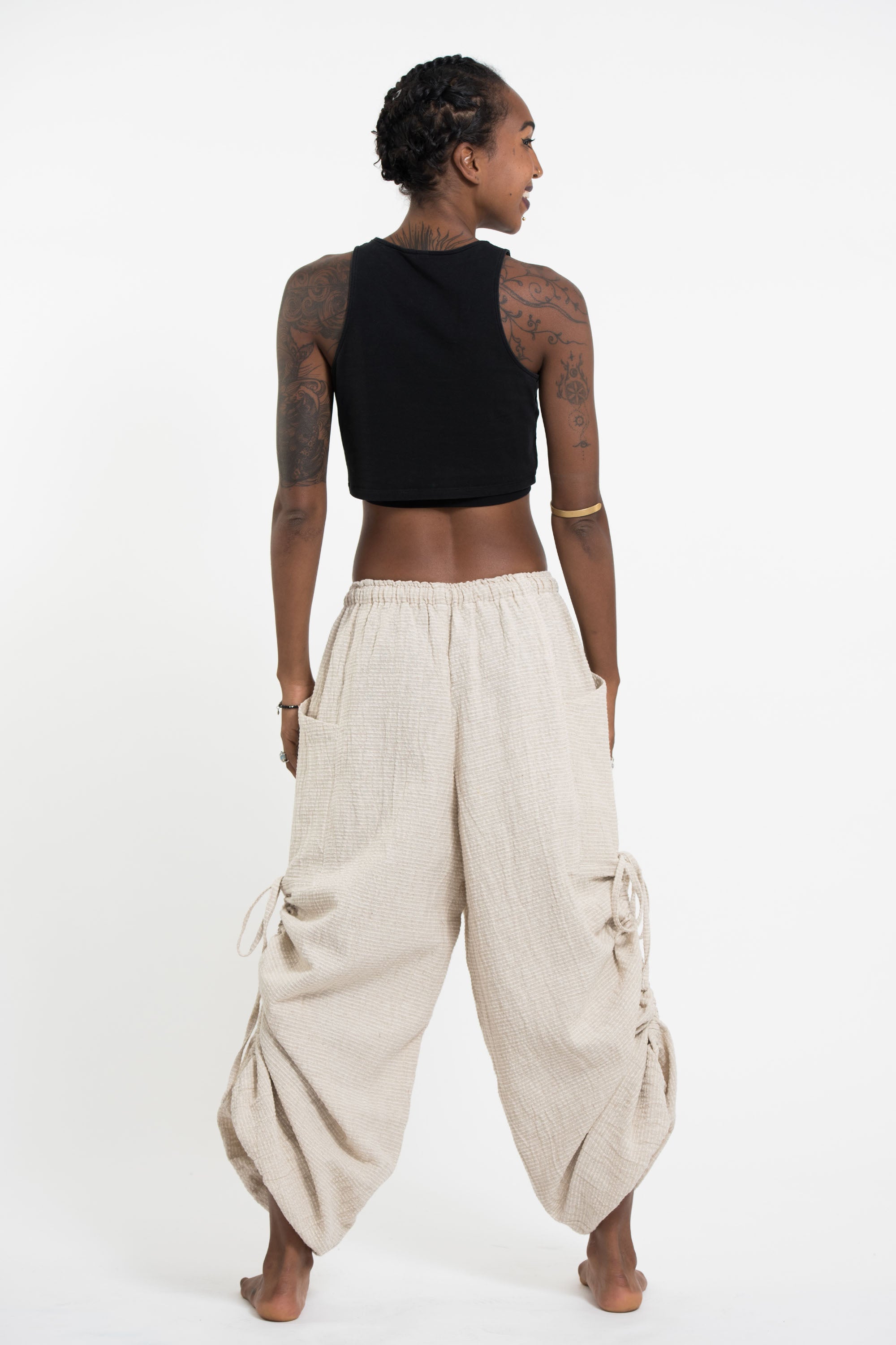 Women's Ribbed Hemp Cotton Linen Blend Pants in Natural