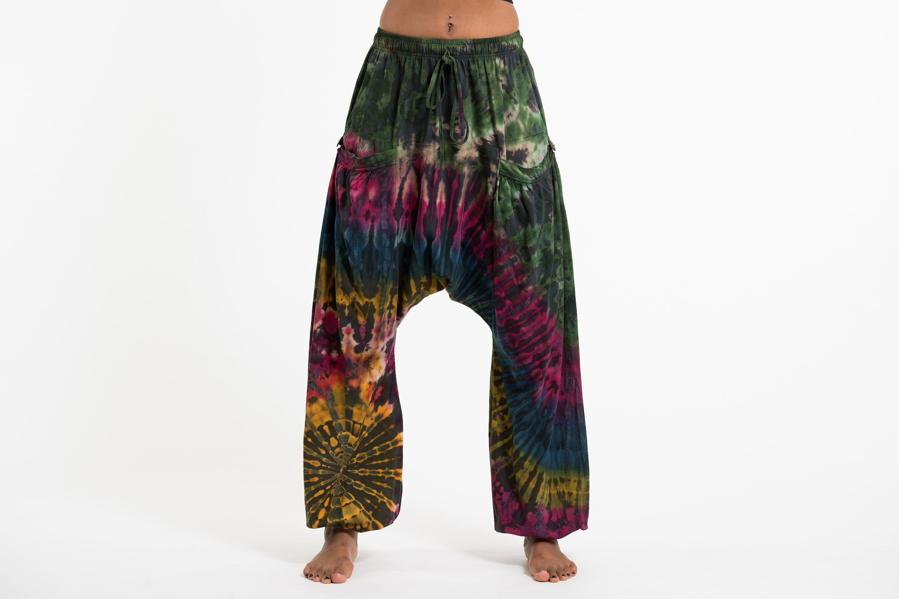 Tie Dye Cotton Women Harem Pants in Festival Gray