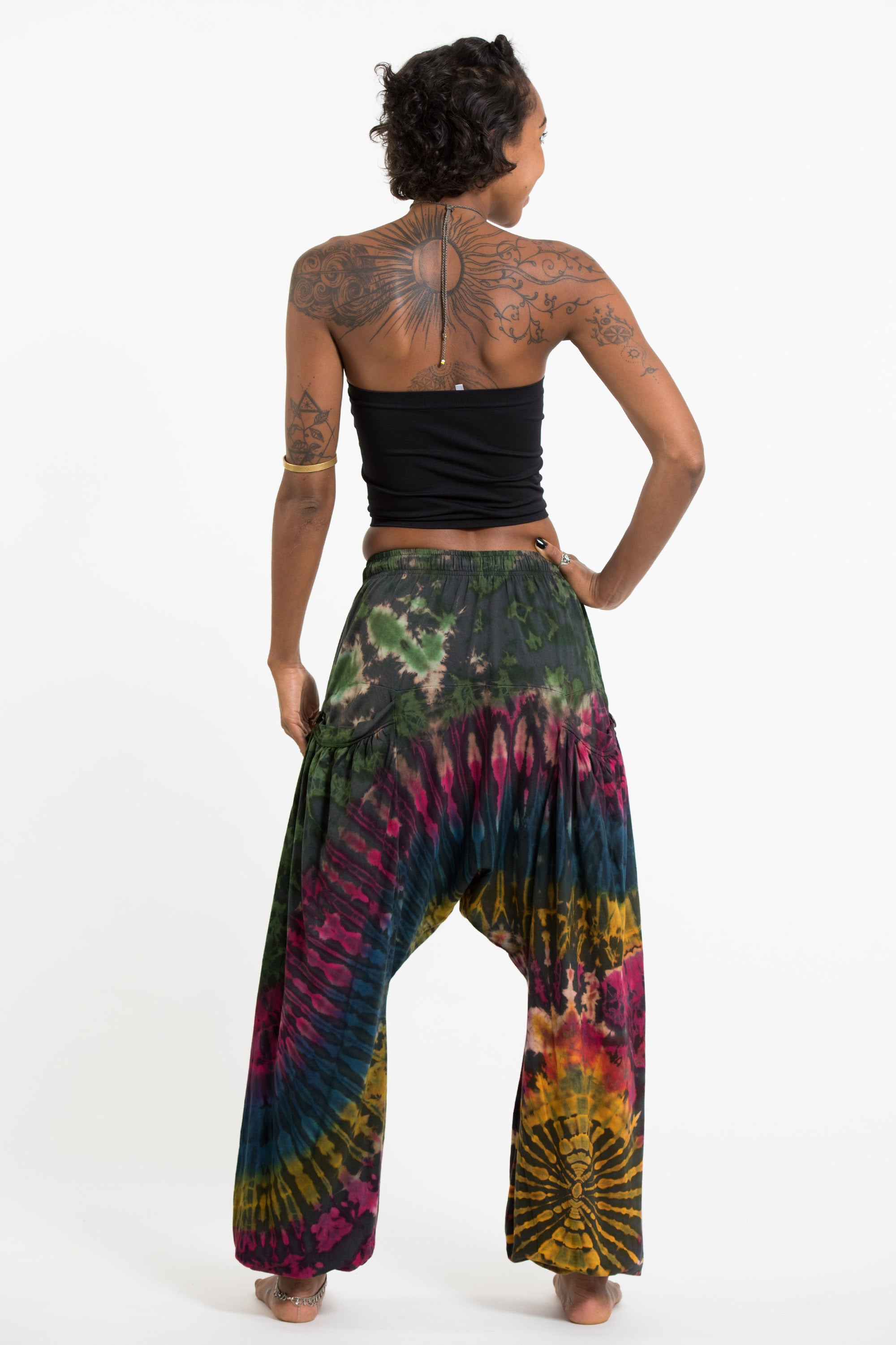 Tie Dye Cotton Women Harem Pants in Festival Gray
