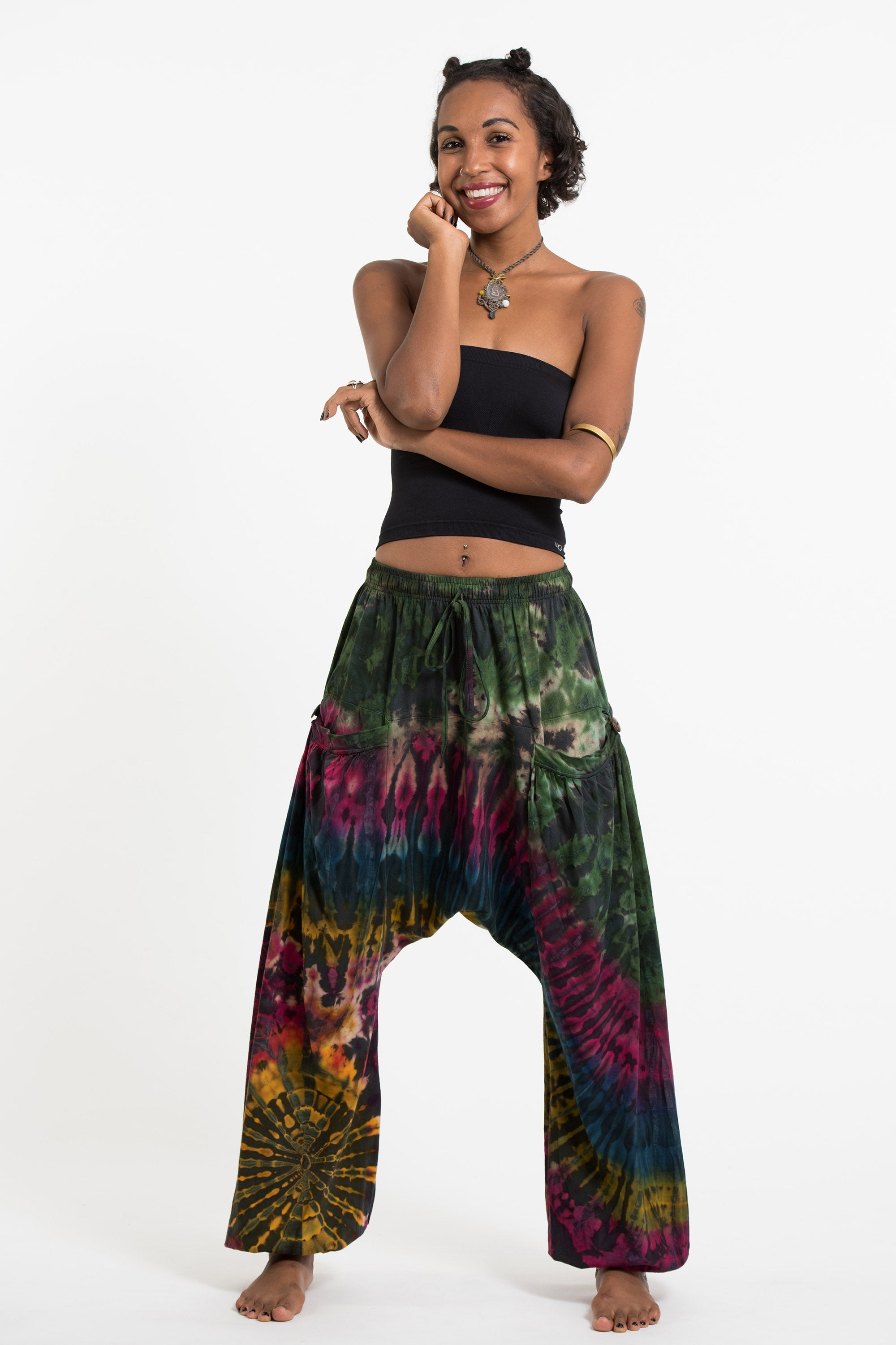 Tie Dye Cotton Women Harem Pants in Festival Gray