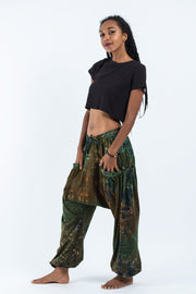 Tie Dye Cotton Women Harem Pants in Olive