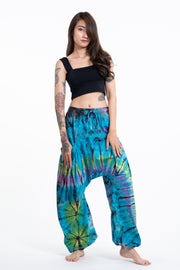 Tie Dye Cotton Women Harem Pants in Blue Pastel