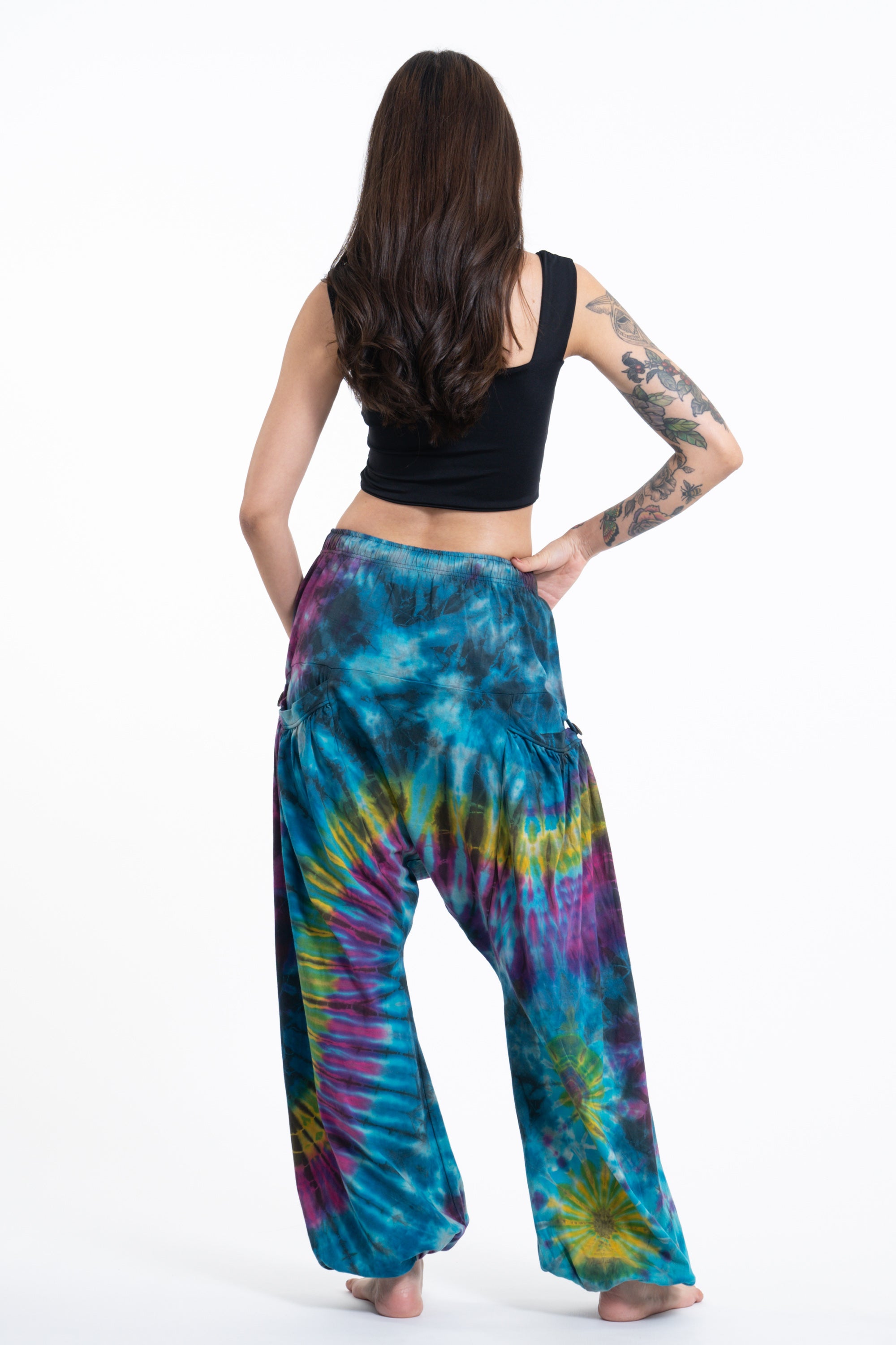 Tie Dye Cotton Women Harem Pants in Sky Blue