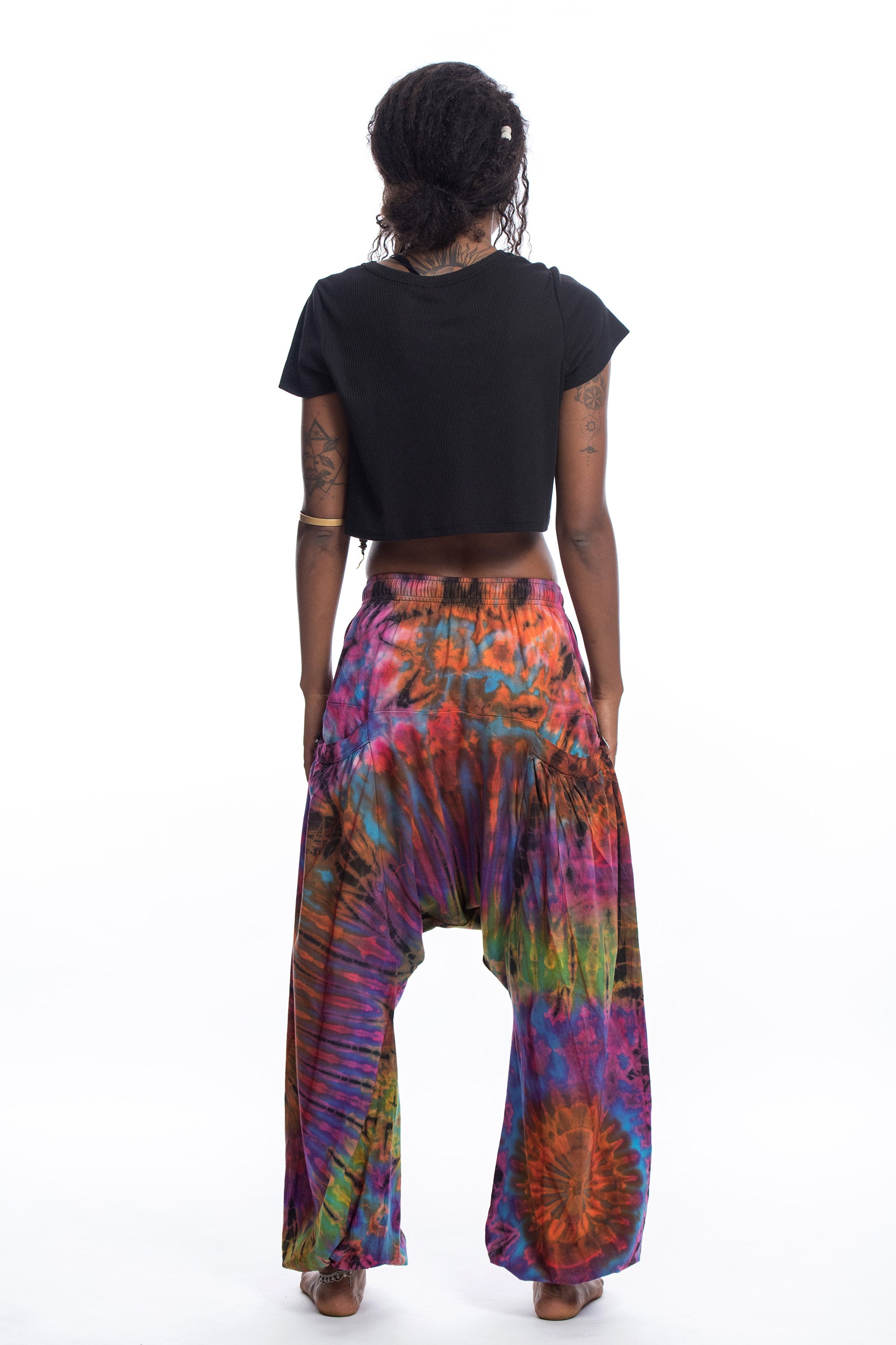 Tie Dye Cotton Women Harem Pants in Sugar Rainbow