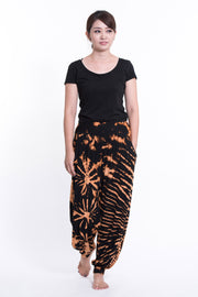 Soft Flex Womens Tie Dye Harem Pants in Black Orange