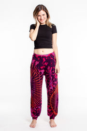 Soft Flex Womens Tie Dye Harem Pants in Magenta