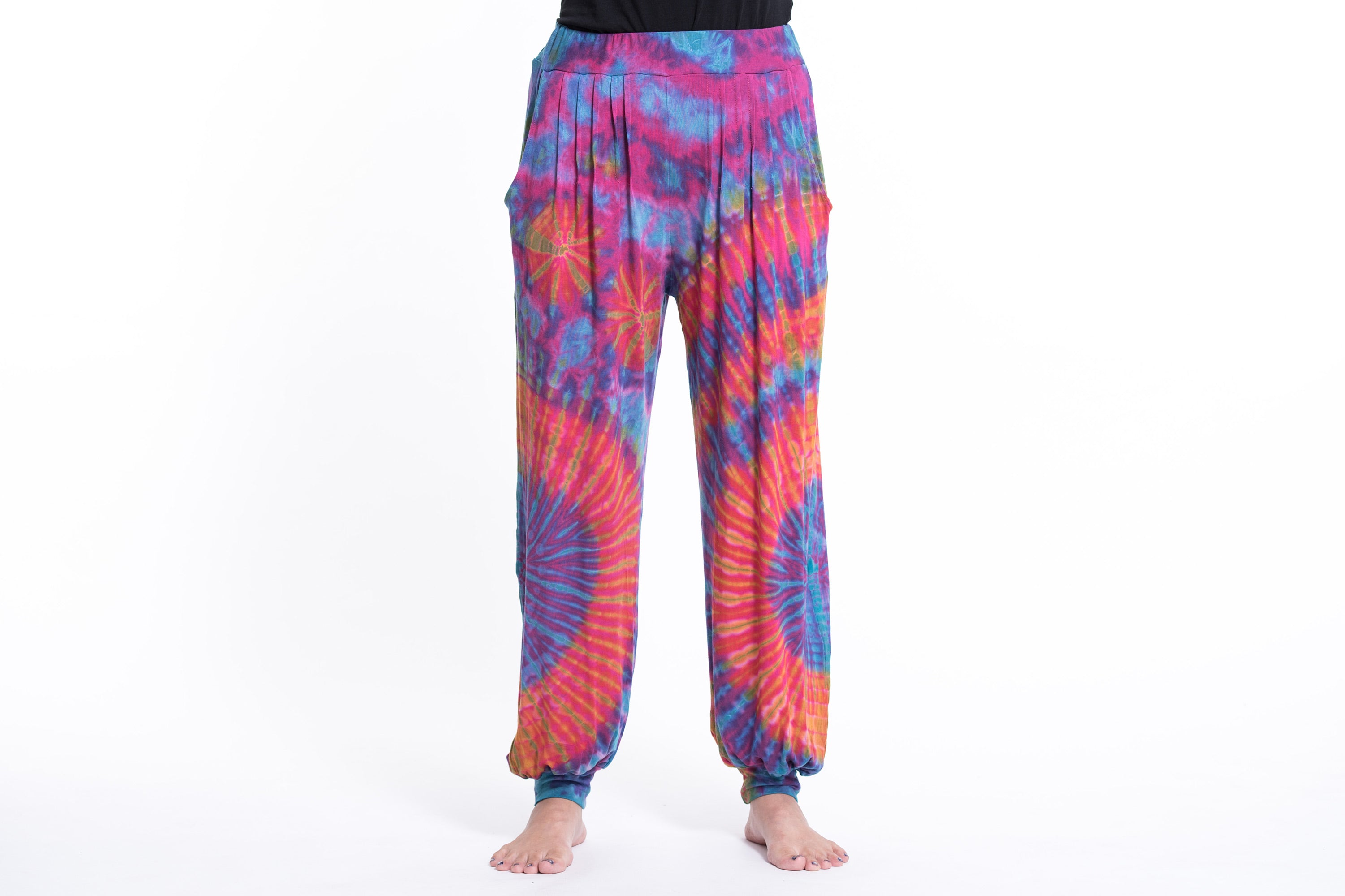 Soft Flex Womens Tie Dye Harem Pants in Pink