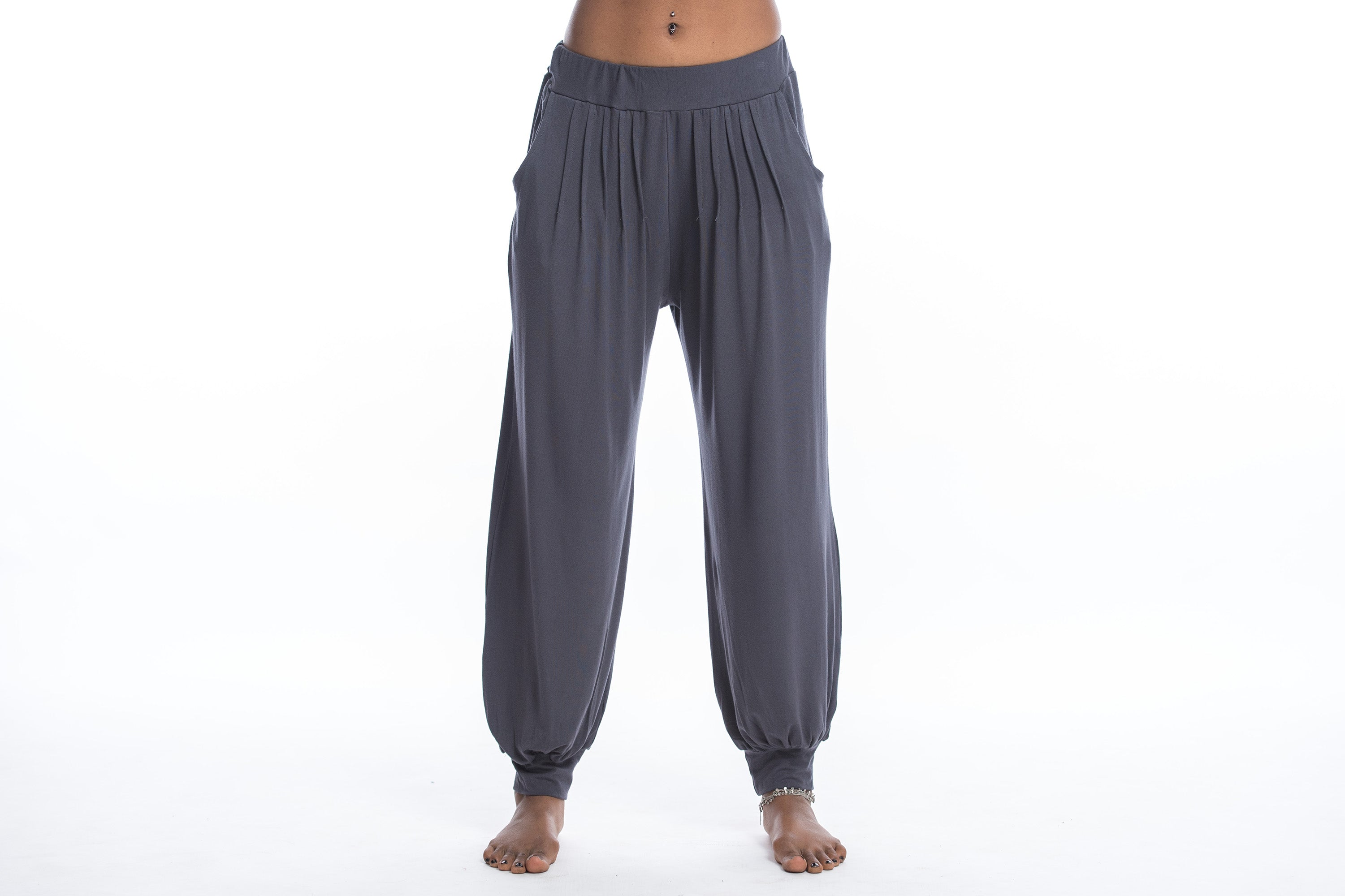 Soft Flex Womens Harem Pants in Solid Gray