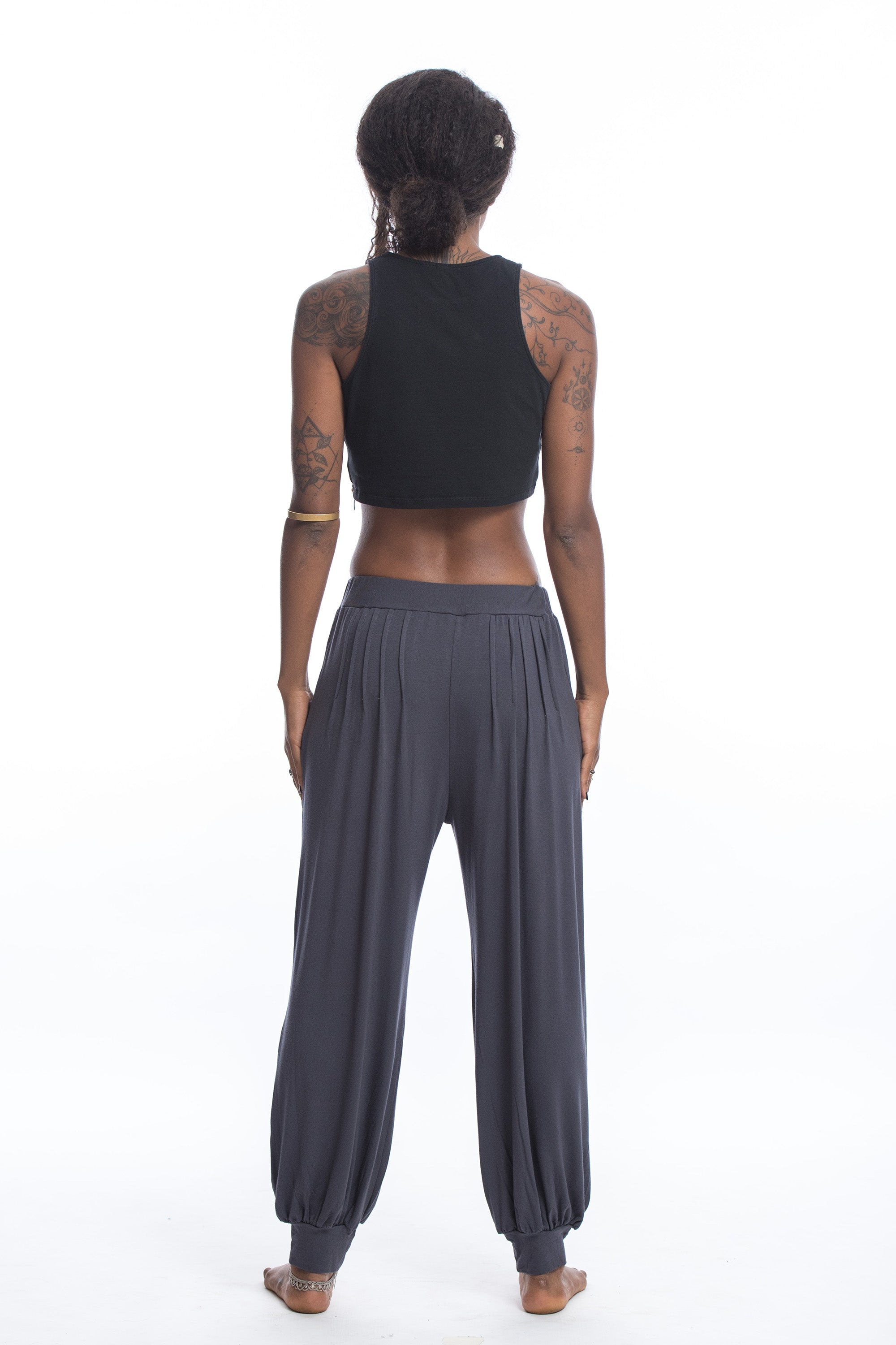 Soft Flex Womens Harem Pants in Solid Gray