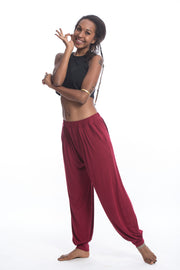 Soft Flex Womens Harem Pants in Solid Red