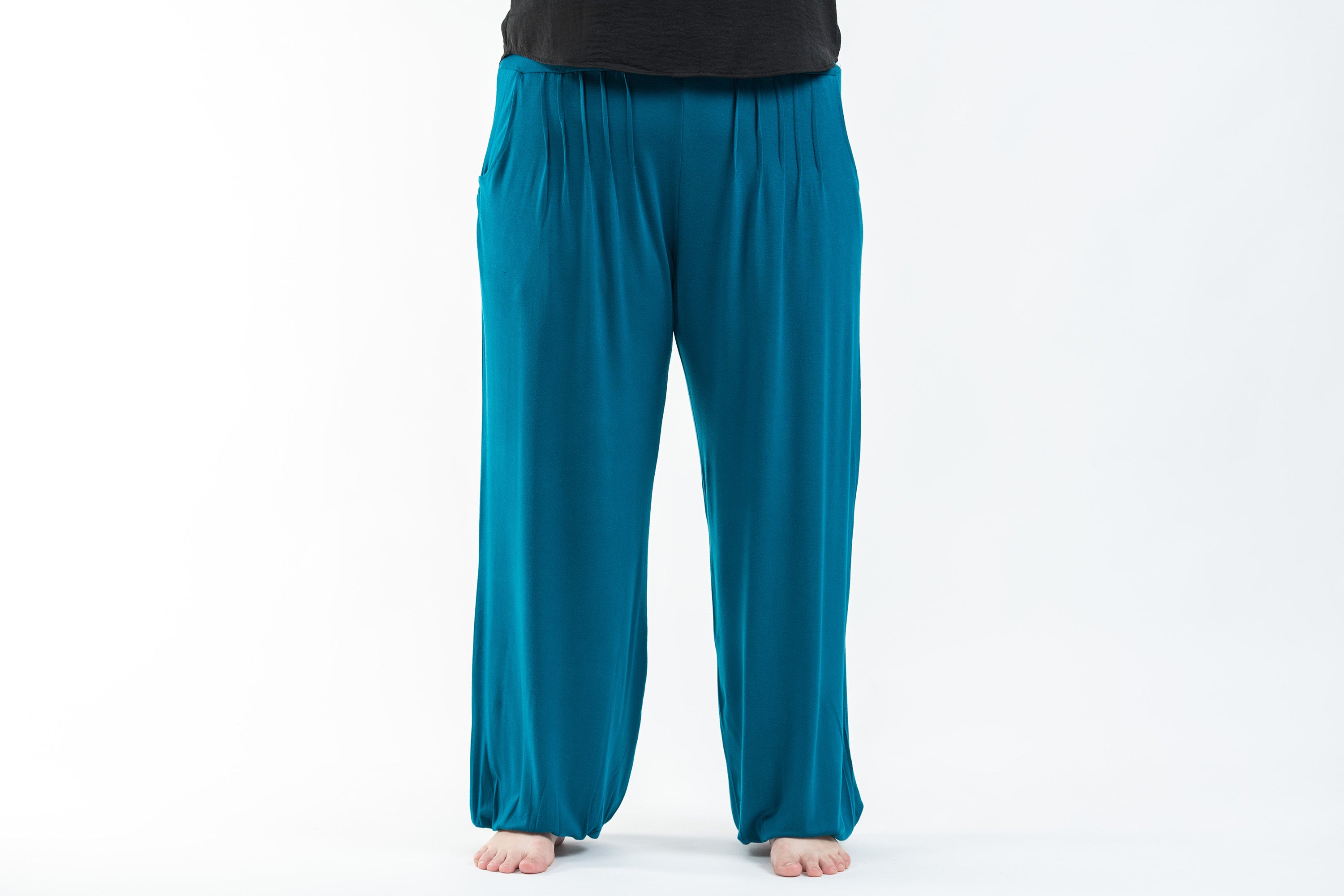 Plus Size Soft Flex Womens Harem Pants in Solid Blue