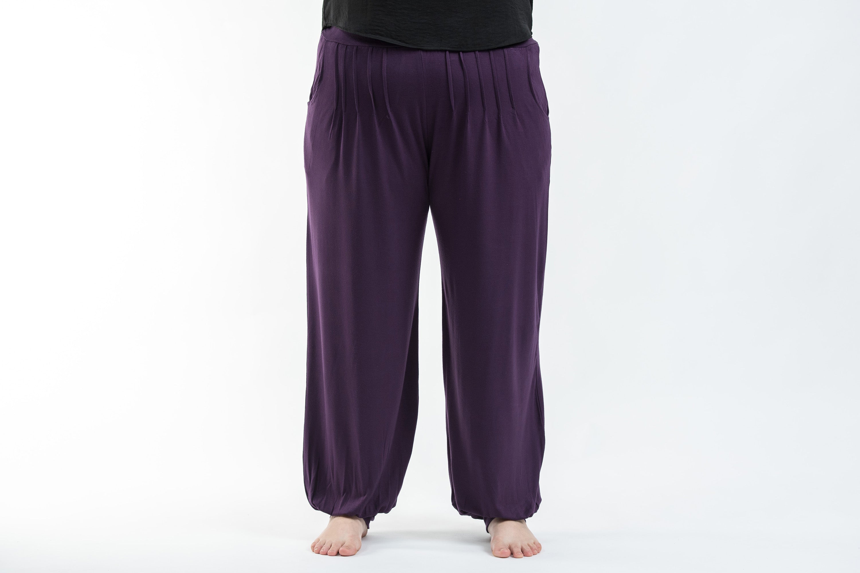 Plus Size Soft Flex Womens Harem Pants in Solid Purple
