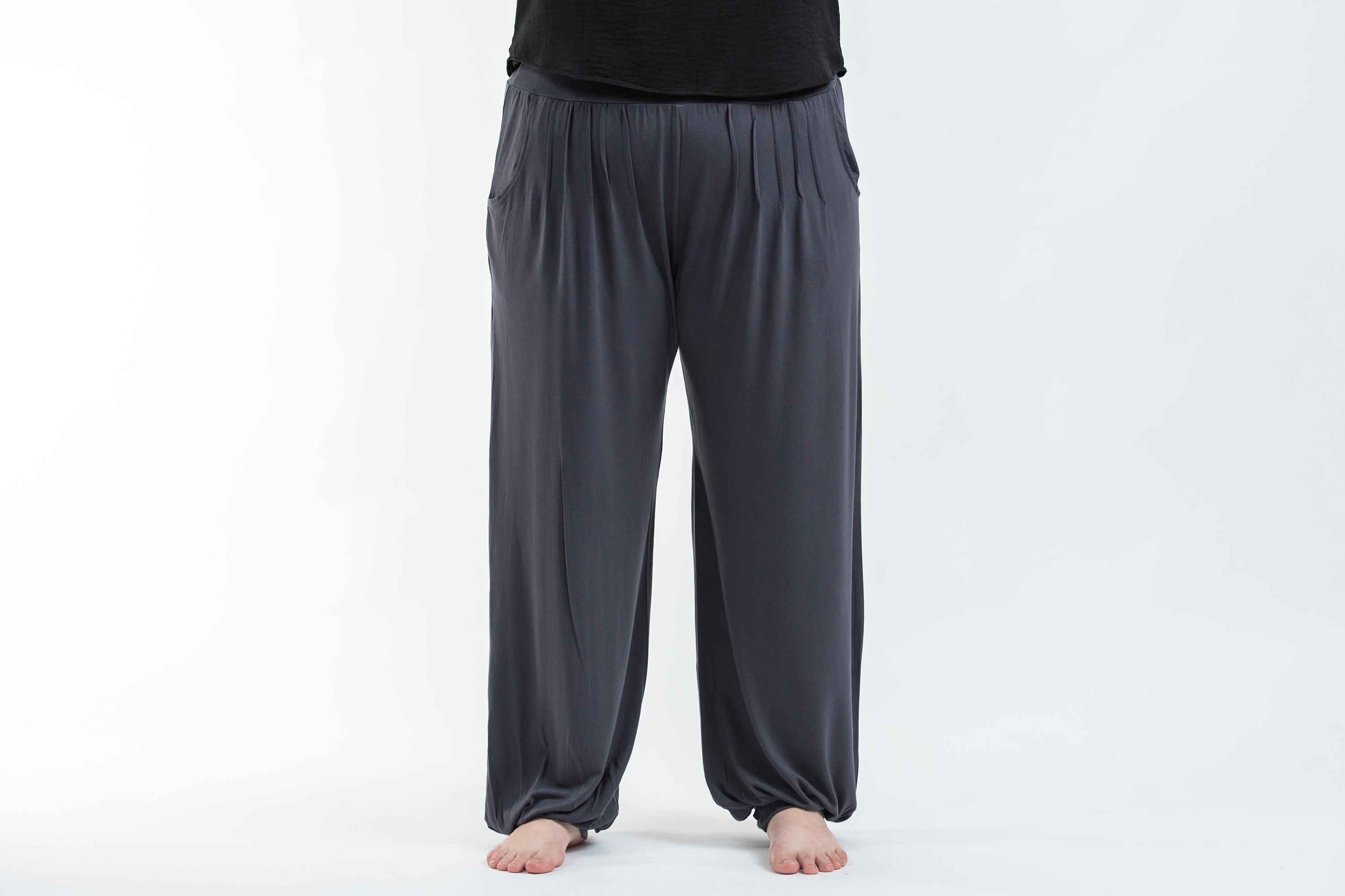 Plus Size Soft Flex Womens Harem Pants in Solid Gray