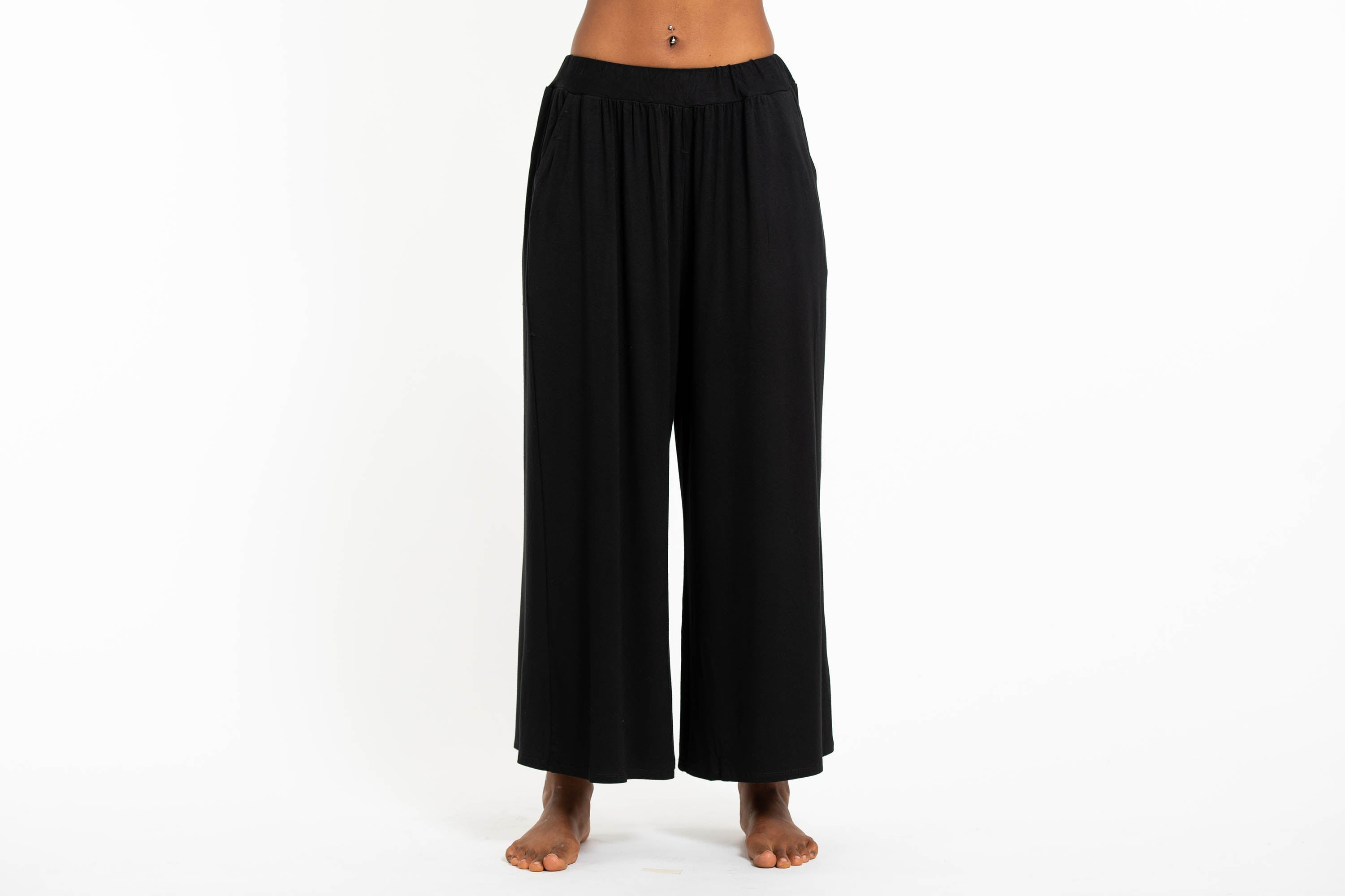 Soft Flex Wide Leg Pants in Solid Black