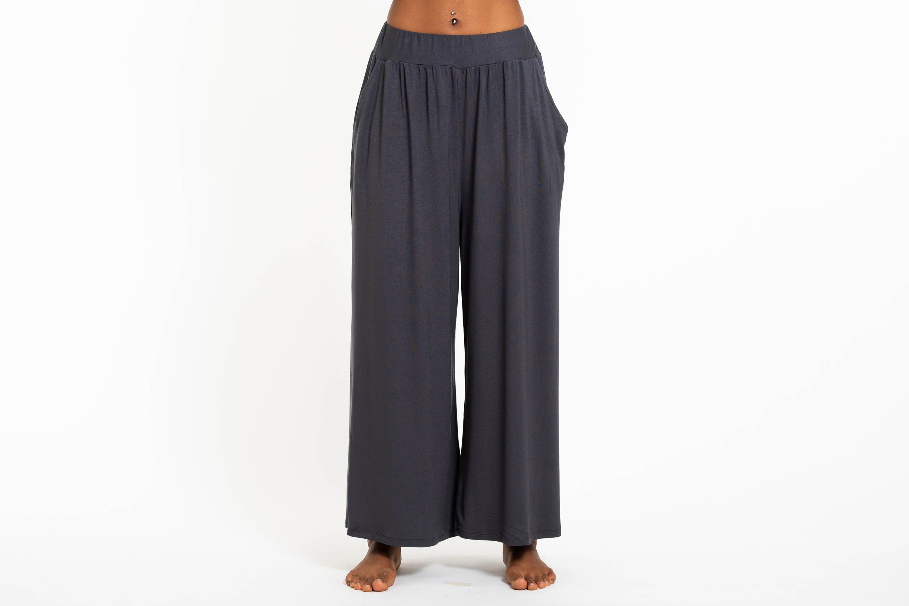 Soft Flex Wide Leg Pants in Solid Gray