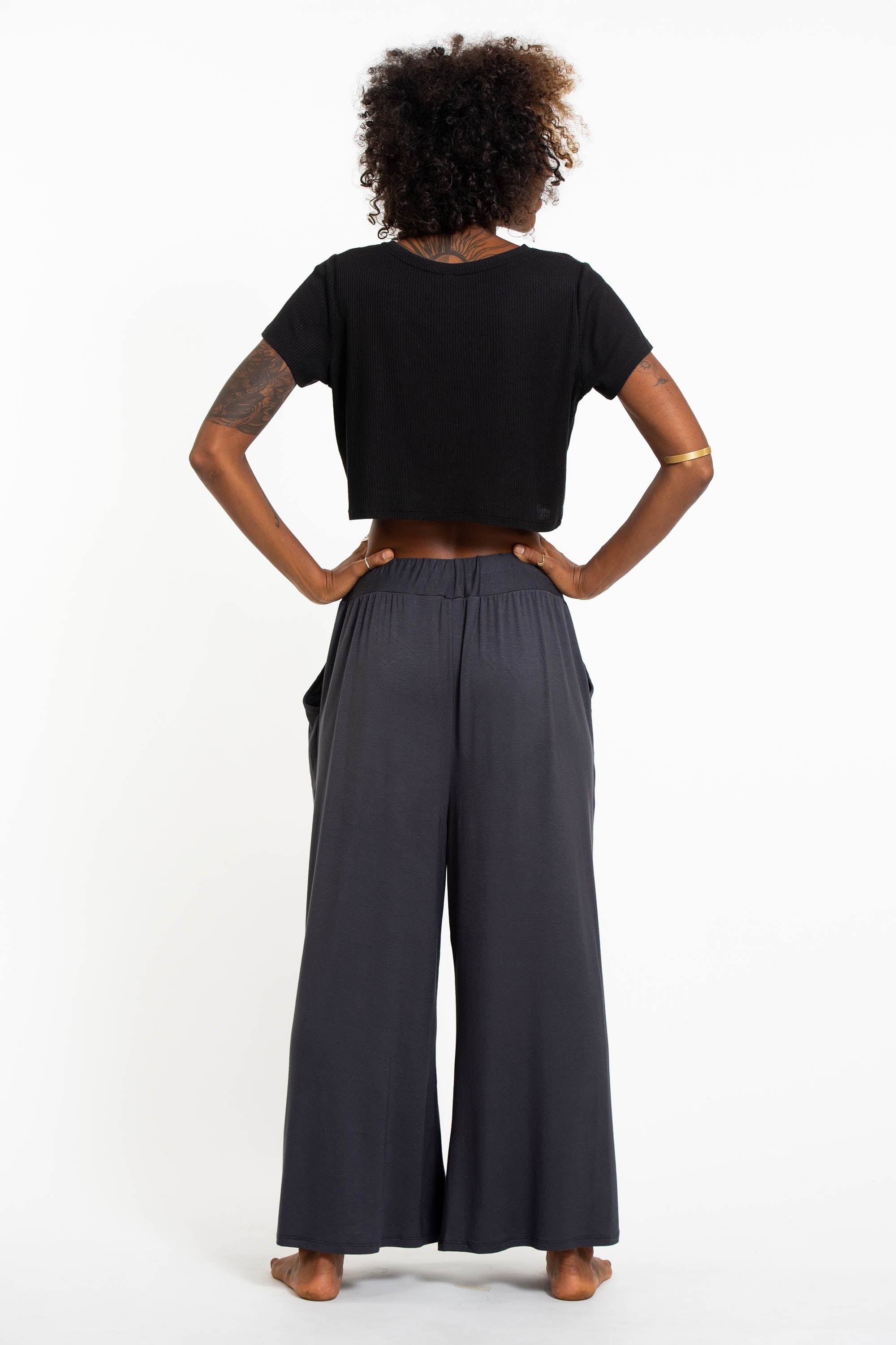 Soft Flex Wide Leg Pants in Solid Gray