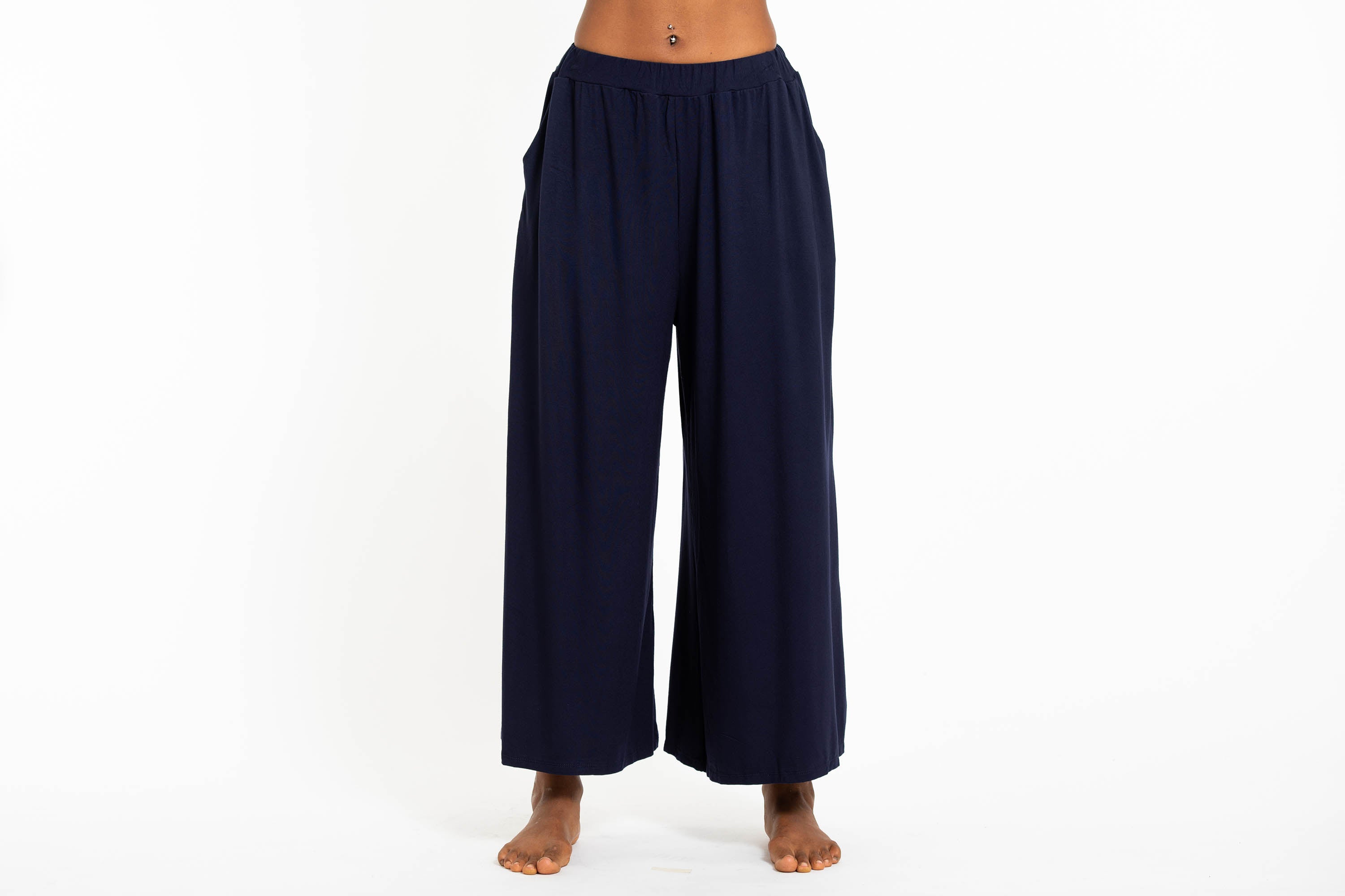 Soft Flex Wide Leg Pants in Solid Navy