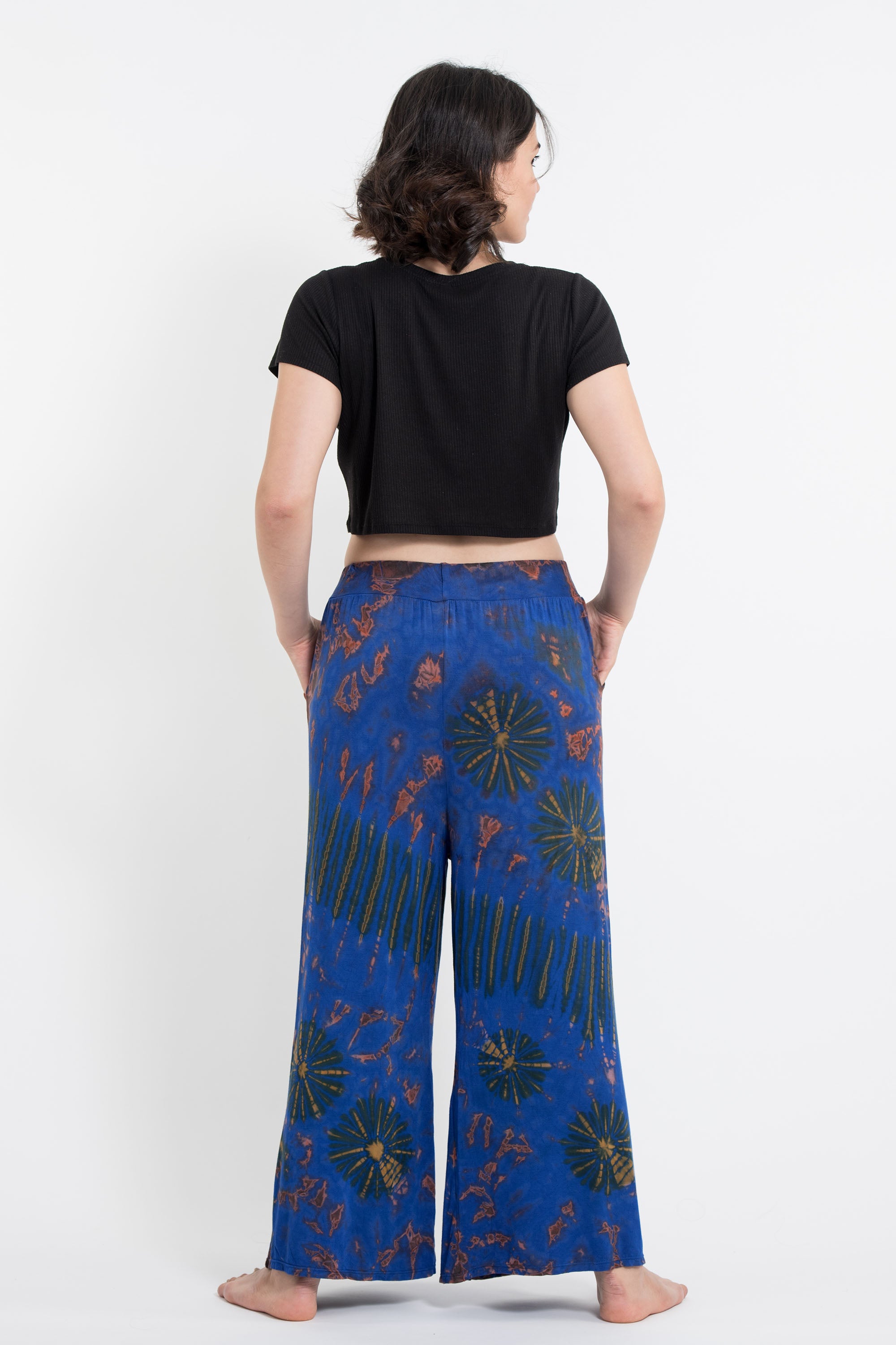 Soft Flex Tie Dye Wide Leg Pants in Classic Blue