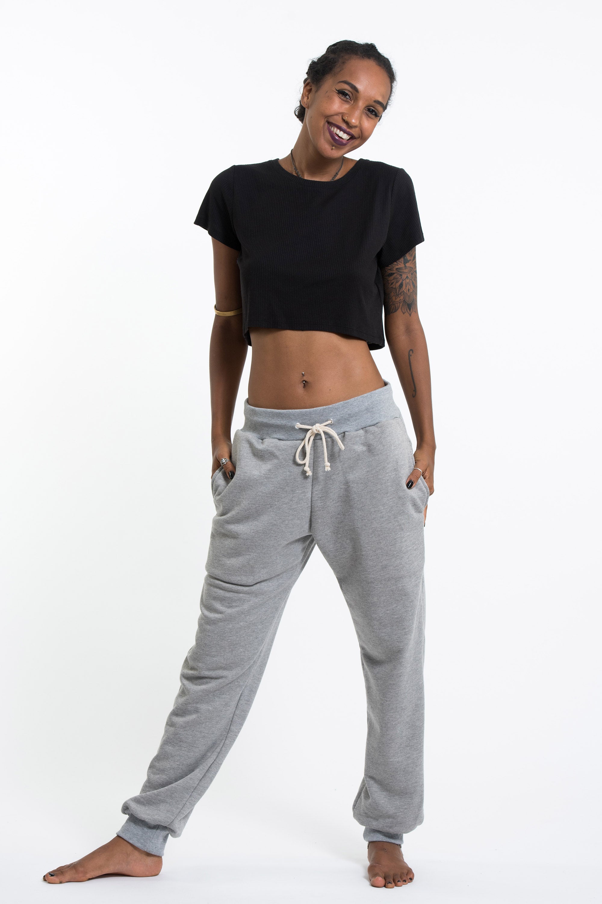 Women's Terry Pants with Aztec Pockets in Gray (Size S - XL )