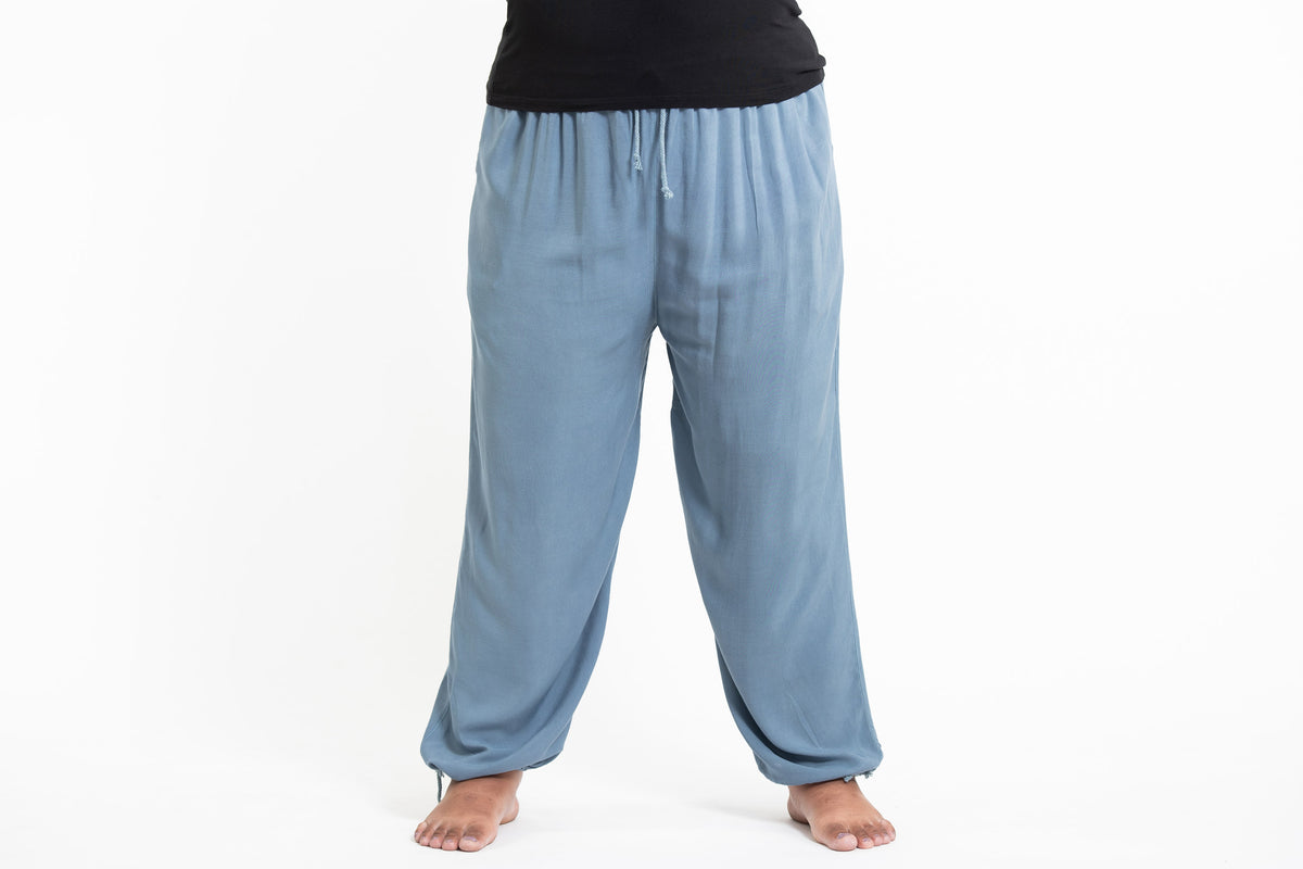 Plus Size Solid Color Drawstring Women's Yoga Massage Pants in Blue Gr ...