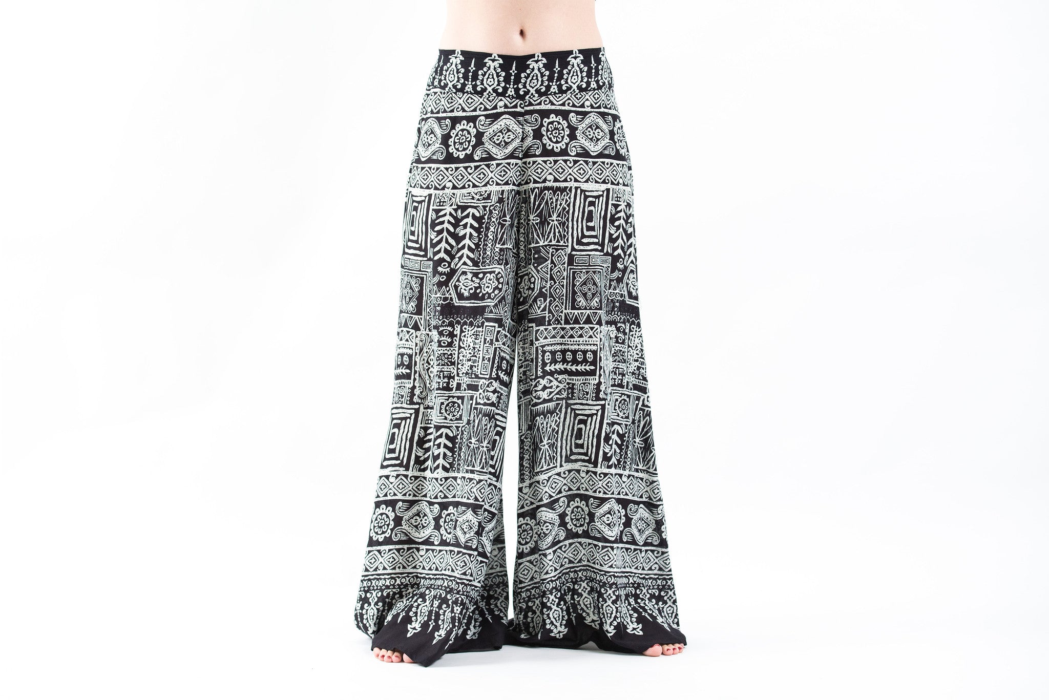 Tribal Prints Palazzo Style Harem Pants in Black