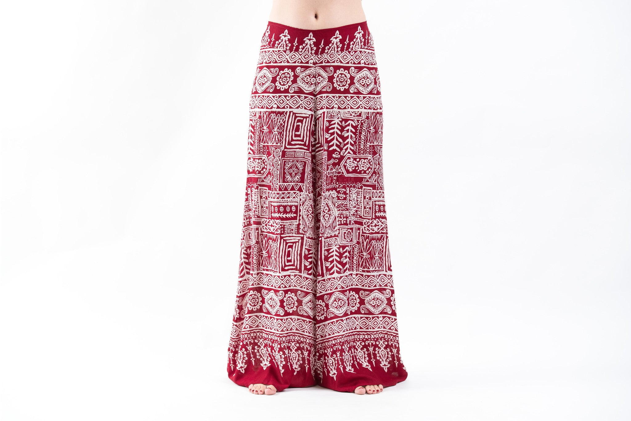 Tribal Prints Palazzo Style Harem Pants in Red