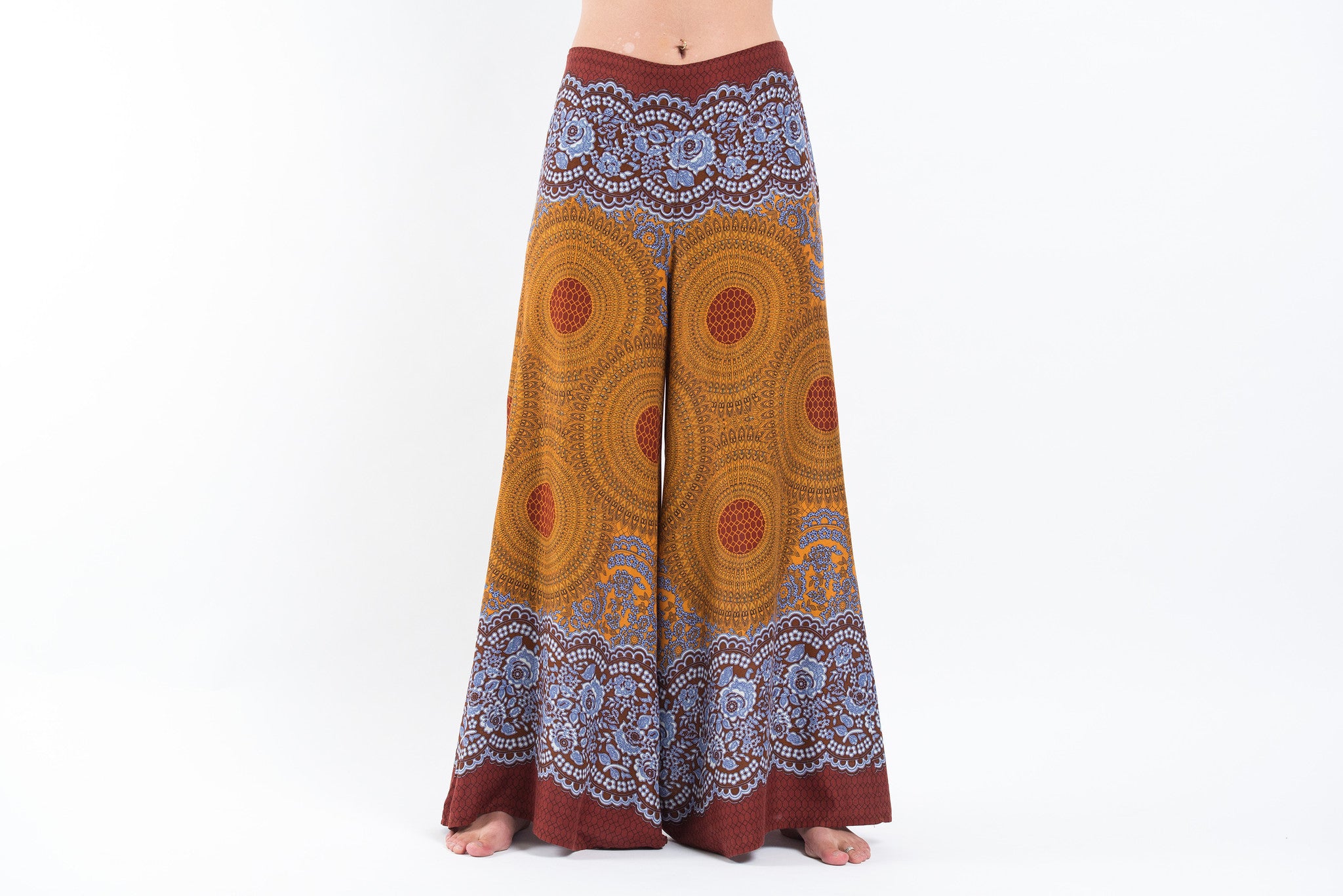 Geometric Mandalas Palazzo Style Harem Pants in Bronze