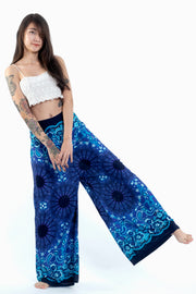 Paisley Mandalas Palazzo Style Harem Pants in Blue