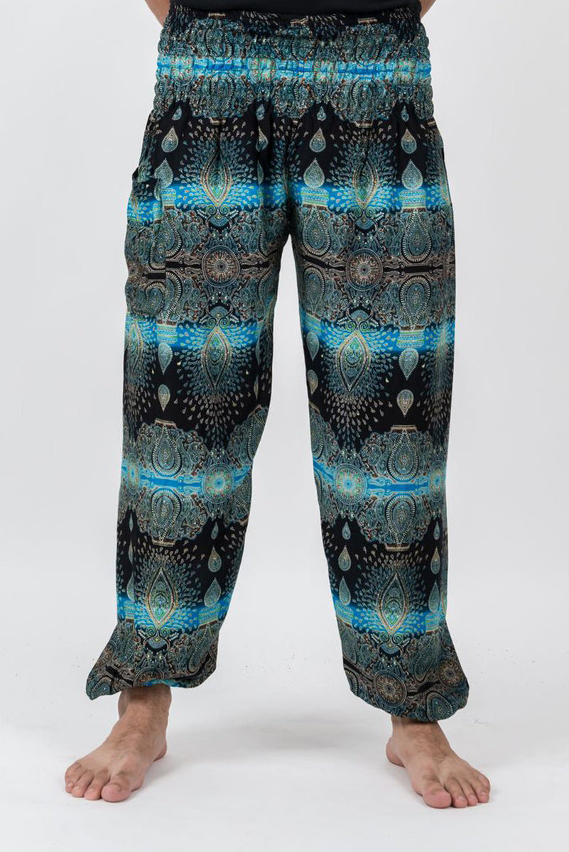 Paisley Men's Harem Pants in Turquoise