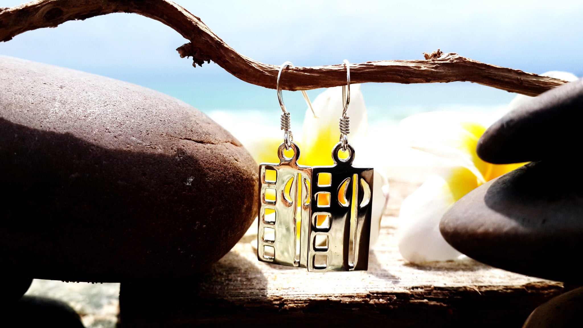 Sterling Silver Thai Earrings Poppy Cube