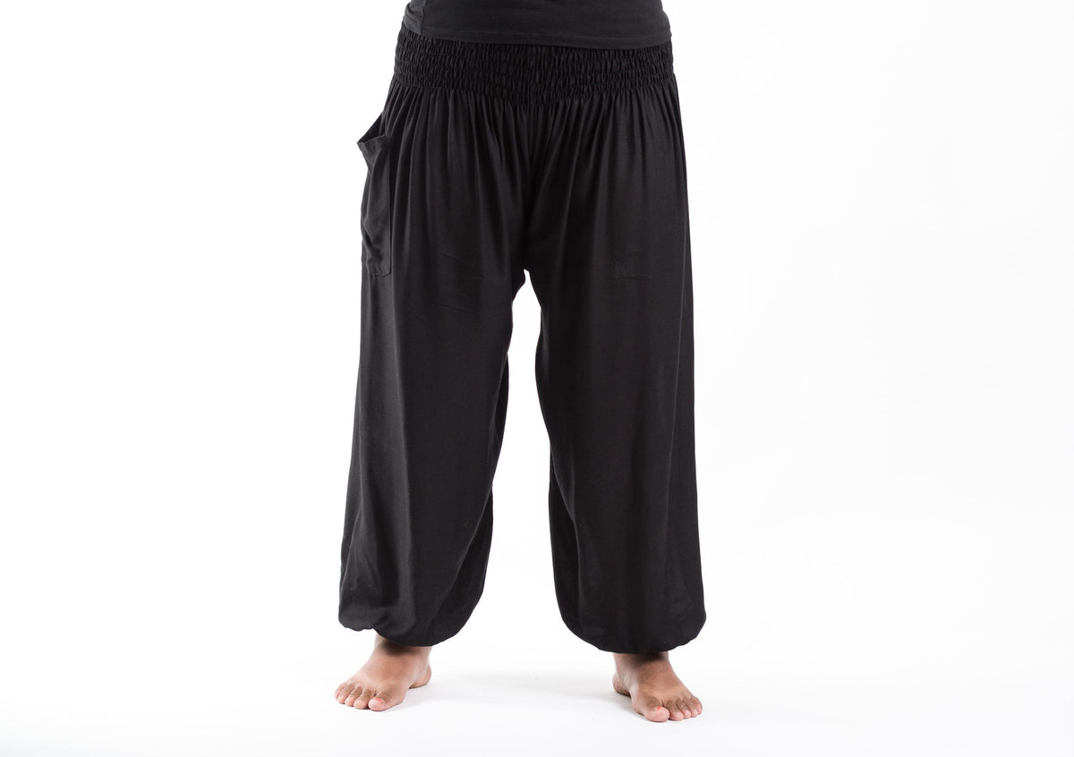 Plus Size Solid Color Women's Harem Pants in Black