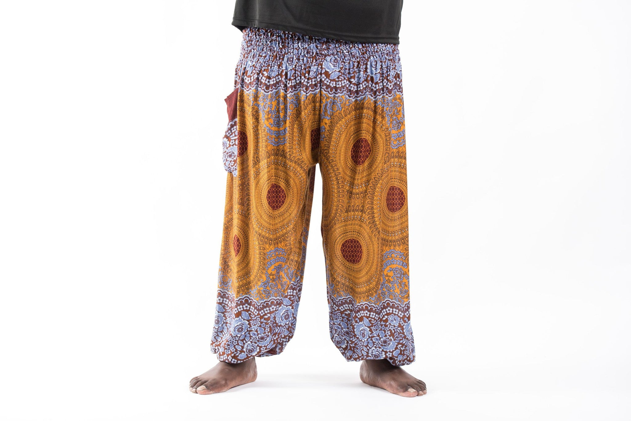 Plus Size Geometric Mandalas Men's Harem Pants in Bronze