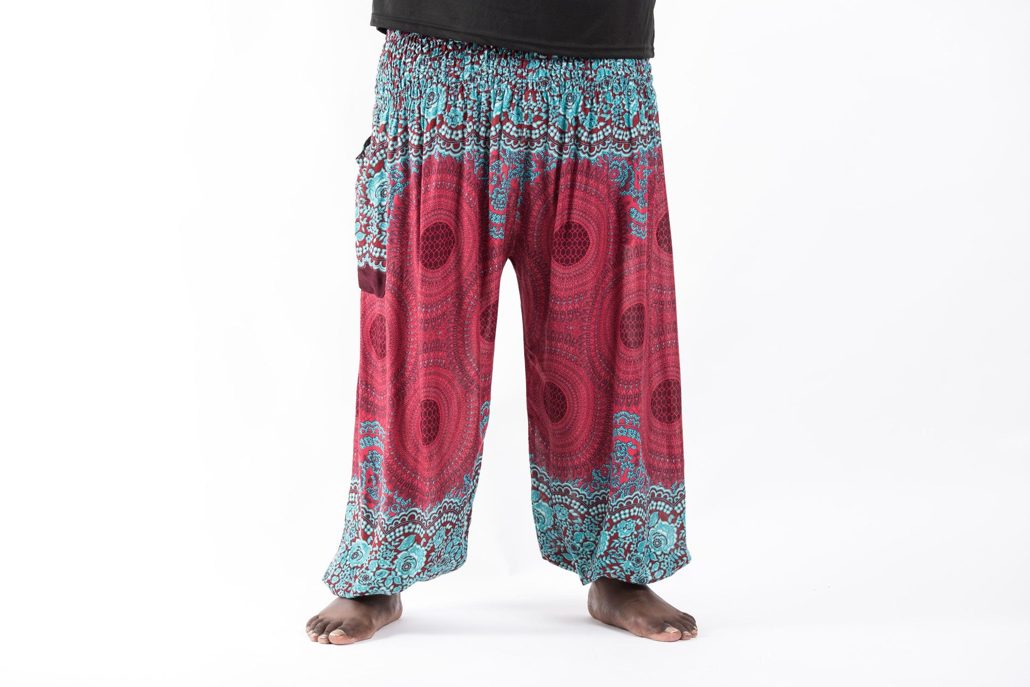 Plus Size Geometric Mandalas Men's Harem Pants in Red