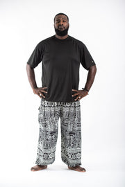 Plus Size Tribal Prints Men's Harem Pants in Black