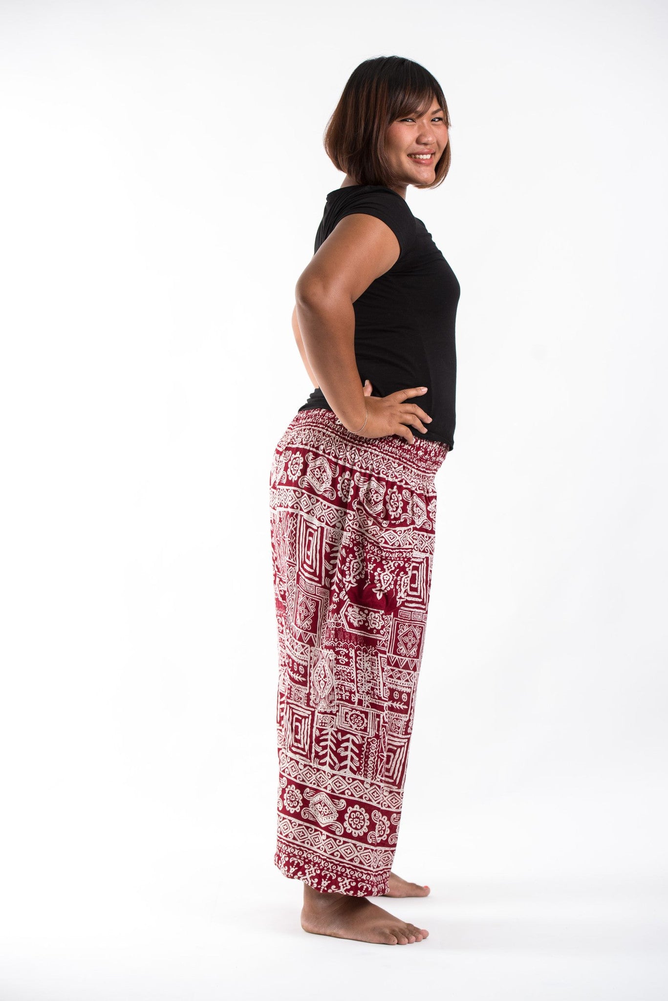 Plus Size Tribal Prints Women's Harem Pants in Red