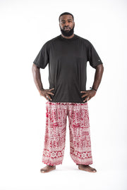 Plus Size Tribal Prints Men's Harem Pants in Red