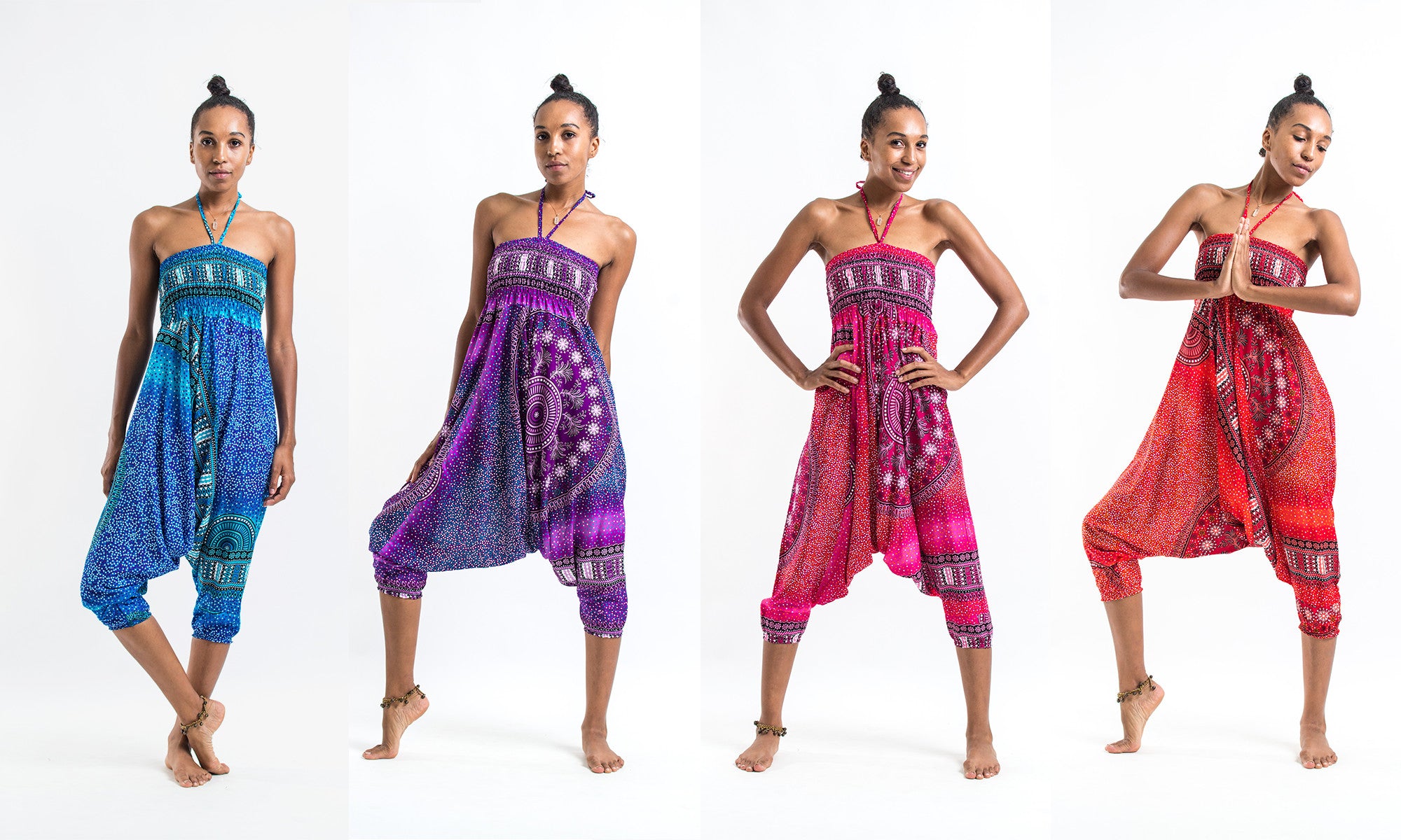 Tribal Chakras 2-in-1 Jumpsuit Harem Pants in Red